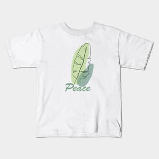 Green leaf with peace, inspirational meanings Kids T-Shirt